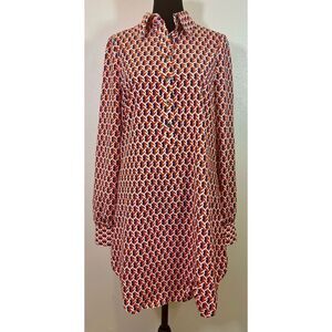 Julie Brown Lightweight Long Sleeve Geo Shape Button Up Collared Shirt Dress 4